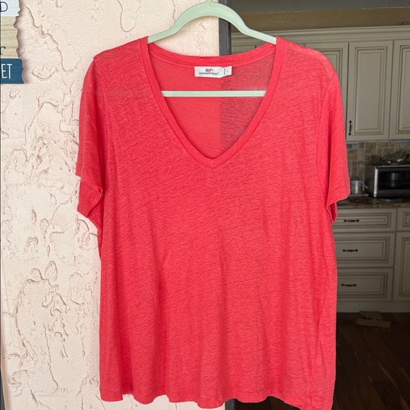 Vineyard Vines Bright Red V-Neck Tee - Picture 1 of 6